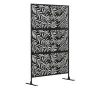 Outsunny biombo de 3 piezas biombo separador de ambientes con diseño de hoja de sauce biombo para exterior jardín patio terraza 122x45x198 cm negro 45 cm