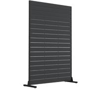 Outsunny Biombo de 6 Paneles de HDPE 120x174 cm Biombo Separador de Ambientes con Soporte Aspecto de Vetas de Madera Negro