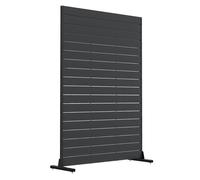 Outsunny biombo de 6 paneles de hdpe, 120x174 cm, biombo separador de ambientes con soporte, aspecto de vetas de madera, para interior, exterior, jardín, patio, terraza, negro 39.5 cm