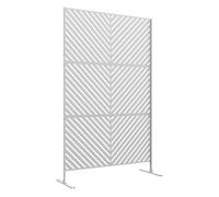 Outsunny Biombo de Exterior Separador de Ambientes con 3 Piezas Patrón de Triángulo Invertido con Marco de Acero Pantalla de Privacidad para Patio Terraza Jardín 122x45x198 cm Blanco