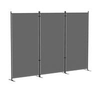 Outsunny biombo plegable de 3 paneles, 260x180 cm, biombo separador de ambientes con soporte de metal, protección upf 30+, para interior, exterior, jardín, patio, terraza, gris oscuro