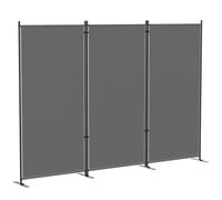 Outsunny Biombo Plegable de 3 Paneles 260x180 cm Biombo Separador de Ambientes con Soporte de Metal UPF 30+ Gris Oscuro Aosom España