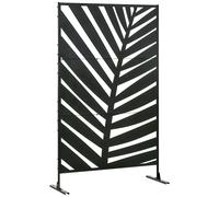 Outsunny Biombo Separador de Ambientes con Diseño de Hoja de Plátano Biombo para Exterior Jardín Patio Terraza 122x45x198cm Negro