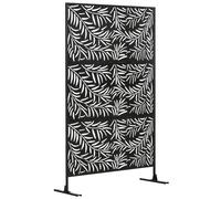 Outsunny Biombo Separador de Ambientes con Diseño de Hoja de Sauce Biombo para Exterior Jardín Patio Terraza 122x45x198 cm Negro