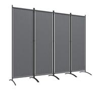 Outsunny Biombo Separador de Ambientes de 4 Paneles, 221x172 cm, Pantalla de Privacidad Plegable con Patas Anchas, Biombo Interior para Salón, Oficina, Dormitorio, Gris Oscuro