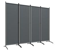 Outsunny Biombo Separador de Ambientes de 4 Paneles Plegable 221x172 cm Gris gris 221x50x172 cm