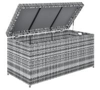 Outsunny Caja de ratán 380 L, resistente a la intemperie, con tapa, asa integrada, espacio de almacenamiento, resistente a los rayos UV, caja de almacenamiento, mesa auxiliar, cofre de jardín, balcón