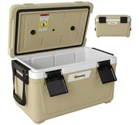 Outsunny Caja térmica aislada 42.6L Ligera con Tapa Caqui | Portátil, Asa, Válvula drenaje, Conserva comida/bebidas calientes/frías, Nevera camping, Viajes al aire libre, Picnics