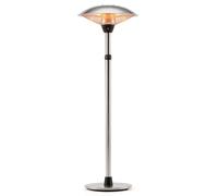 Outsunny Calefactor de Pie de Exterior Calentador de Terraza IP44 Plata | 1200/1800/3000W, 3 Niveles de Calor, Altura Ajustable, Estufa de Infrarrojos, Aluminio Acero Inoxidable, 12,5 m²