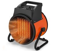 Outsunny Calefactor Eléctrico Cerámico PTC 5000W Termostato Regulable 3 Modos Ángulo Ajustable Portátil para 48 ㎡ Naranja