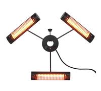 Outsunny Calefactor Eléctrico de Exterior con 1000W/2000W/3000W, Estufa de Infrarrojos con 3 Niveles de Calor, Control Remoto, Protección IPX5, Aleación de Aluminio para Sombrilla Gazebo Jardín, 12 m²