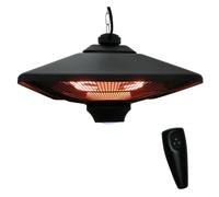 Outsunny Calefactor Exterior 1000/2000W Estufa Colgante de Techo Infrarrojos Halógeno con Control Remoto y Luz LED 43x43x25 cm Negro Aosom España