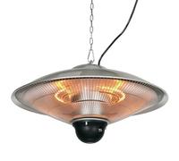 Outsunny Calefactor Exterior de Techo 1010/2210W Estufa de Infrarrojos con Mando a Distancia 2 Niveles de Calor Protección IP44 Aluminio para Terraza Patio Interior Ø58,5x33 cm 12,6 m² Plata