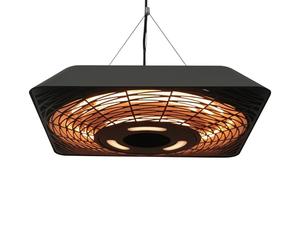 Outsunny Calefactor Exterior para Terraza 800/1200/2000W Estufa Colgante de Techo 3 Niveles de Calor con Iluminación LED Independiente Mando a Distancia e Interruptor Táctil IP45 45x45x10 cm Negro