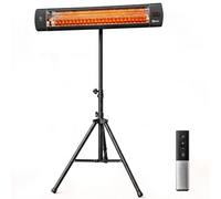 Outsunny Calefactor por Infrarrojos Terraza 2500 W de Pie Trípode Regulable | Estufa Exterior Eléctrica de Aluminio con IP65, 3 Niveles de Calor, Control Táctil/Remoto, Temporizador 24 H, hasta 15 ㎡