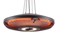 Outsunny Calefactor por Infrarrojos Terraza Colgante 2000 W con Luz LED | Estufa Exterior Eléctrica con IP65, Control por Táctil/Mando a Distancia, 2 Niveles de Calor, Temporizador 24 h, Negro