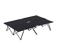 Outsunny Cama Camping Doble, Plegable, Tumbona con Bolsa, Negro | Cama de patio exterior, súper ligera