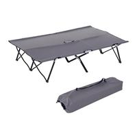 Outsunny Cama de Camping Doble Plegable con Bolsa de Transporte, Gris | Cama para exteriores patio, súper ligera