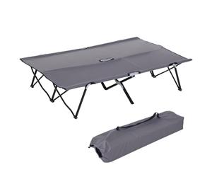 Outsunny Cama de Camping Doble Plegable con Bolsa de Transporte, Gris | Cama para exteriores patio, súper ligera