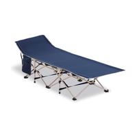 Outsunny Cama de Camping Plegable Cama de Acampada de Tela Oxford 600D con 1 Bolsillo Lateral Bolsa de Transporte y Marco de Acero Carga 150 kg para Playa Senderismo 190x68x52 cm Azul