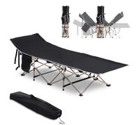 Outsunny Cama de Camping Plegable Cama de Acampada de Tela Oxford 600D con 1 Bolsillo Lateral Bolsa de Transporte y Marco de Acero Carga 150 kg para Playa Senderismo 190x68x52 cm Negro