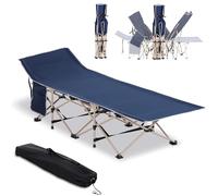 Outsunny Cama de Camping Plegable Cama de Acampada de Tela Oxford 600D con 1 Bolsillo Lateral Bolsa de Transporte y Marco de Acero Carga 150 kg para Playa Senderismo 190x68x52 cm Azul