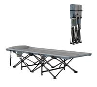 Outsunny Cama de Camping Plegable con Cojín Integrado Reposacabezas y Bolsillo Lateral 187x67x37 cm Gris