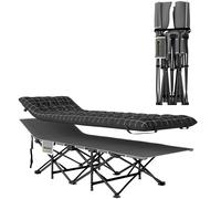Outsunny Cama de camping plegable con colchón, bolsillo lateral y bolsa integrada Cama de campaña tejido Oxford 190 x 67 x 37 cm Negro Aosom España