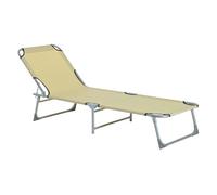 Outsunny Cama Plegable Camping con Respaldo Ajustable en 4 Niveles Carga 120 kg para Playa Jardín Piscina 187x58x28 cm Beige Aosom España