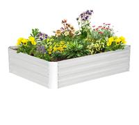 Outsunny Cama de jardín elevada cuadrada de acero galvanizado Protector de malezas y animales Buen drenaje 120 X 90 X 30 Cm Plata