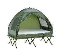 Outsunny Cama Camping Plegable Doblete Elevada Antimosquitos Familiar 193x145x180 cm Verde - Aosom España