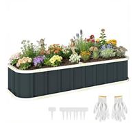 Outsunny Cama elevada de Metal galvanizada 5 x 2 x 1 ft Gris Oscuro | Macetero metálico, maceteros exteriores, borde plegado, verduras, flores, hierbas