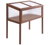 Outsunny Cama elevada Madera con Patas Marco frío 90x50x93 cm Marrón | Mesa para plantas con cubierta, lecho de hierbas resistente a la intemperie, macetero, balcón jardín y terraza.