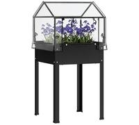 Outsunny Cama elevada Tapa, Cama elevada para Hierbas con Agujeros de Drenaje, Jardinera de Metal, Cama para Verduras Resistente a la Intemperie, Cama de jardín, Cama de plantación para jardín,