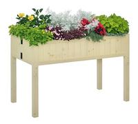 Outsunny Cama para huerto Elevado Plegable, Jardinera elevada para Exterior de Madera de Abeto con 4 Orificios de Drenaje, para jardín, terraza o balcón, 115 x 56 x 76 cm, Color Madera