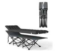 Outsunny Cama Plegable Camping Cama de Acampada Portátil Tumbona de Camping 600D con Reposacabezas Colchón Extraíble y Bolsa de Transporte Carga 150 kg para Playa Senderismo 186x68x37 cm Negro