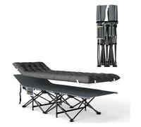 Outsunny Cama Plegable Camping Cama de Acampada Portátil Tumbona de Camping 600D con Reposacabezas Colchón Extraíble y Bolsa de Transporte Carga 150 kg para Playa Senderismo 186x68x37 cm Gris Oscuro