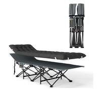 Outsunny cama plegable camping cama de acampada portátil tumbona de camping con reposacabezas colchón extraíble y bolsa de transporte carga 150 kg para playa senderismo 196x68x37 cm negro 68 cm