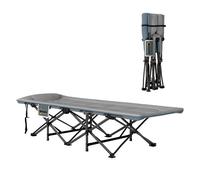Outsunny Cama Plegable Camping con Bolsillo Lateral 187x67x37 cm Gris | Cama de Acampada Portátil, Tumbona de Camping, con Reposacabezas, Carga 150 kg, para Playa Senderismo