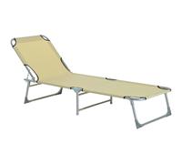 Outsunny Cama Plegable Camping con Respaldo Ajustable en 4 Niveles Carga 120 kg para Playa Jardín Piscina 187x58x28 cm Beige Aosom España