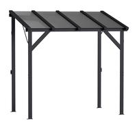 Outsunny Carpa Barbacoa 2,5x1,5 m con Techo de Policarbonato Diseño Adosado Estructura de Metal y Aluminio para Exterior Gris