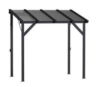 Outsunny carpa barbacoa 2,5x1,5 m, gazebo para barbacoa con techo inclinable de policarbonato, upf50+, estructura de metal galvanizado y aluminio, diseño adosado para jardín exterior, bbq, gris oscuro