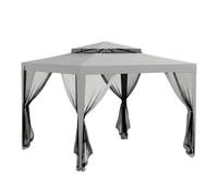 Outsunny carpa de jardín 3x3 m cenador desmontable de exterior gazebo con 4 mosquiteras laterales techo doble y marco metálico anti-uv impermeable pabellón para terraza patio gris