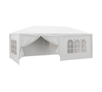 Outsunny carpa de jardín 6x3 m cenador desmontable de exterior con 4 ventanas 2 puertas con cremallera 6 paredes laterales e impermeable pabellón para terraza patio playa blanco