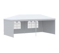 Outsunny Carpa de Jardín 6x3m con 4 Paredes Laterales 2 Ventanas Visibles Cenador Gazebo de Exterior para Fiestas Eventos Blanco Aosom España