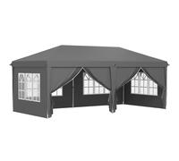 Outsunny Carpa de Jardín Barnum Plegable Laterales Desmontables Estructura de Acero Reforzada Bolsa de Transporte 3x6m Gris oscuro