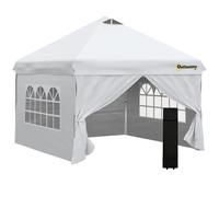 Outsunny Carpa de jardín emergente tente de jardín barnum 3x3 m altura ajustable con 4 paredes laterales removibles, ventanas Aosom España