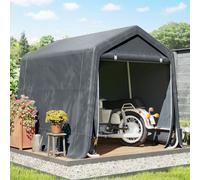 Outsunny Carpa de Jardín Exterior Garaje Portátil Anti-UV 2,4x2x2 m Gris | Para Herramientas Bicicletas, Cobertizo Exterior con Marco de Metal, 2 Puertas Enrollables con Cremallera, Impermeable