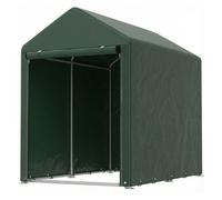 Outsunny carpa de jardín exterior para herramientas bicicletas 1,2x1,8x1,65 m, cobertizo exterior con 2 habitaciones, puerta enrollable con cremallera, impermeable anti-uv, garaje portátil, verde