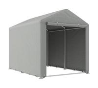 Outsunny carpa de jardín exterior para herramientas bicicletas 1,6x2,2x1,7 m, cobertizo exterior con 2 habitaciones, puerta enrollable con cremallera, impermeable anti-uv, garaje portátil, gris claro